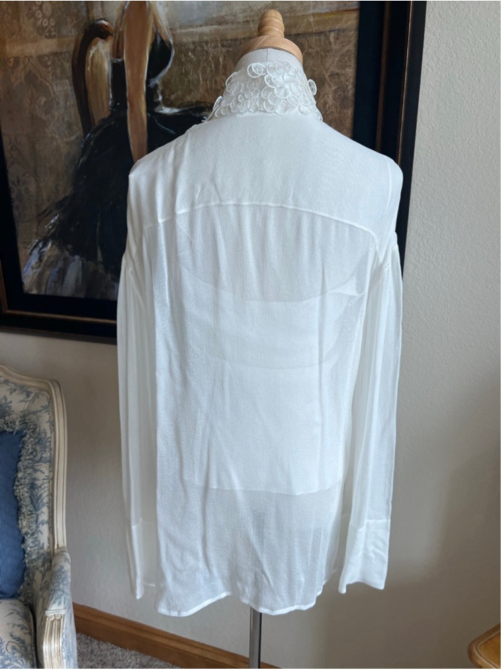THE ROW 100% Silk Ivory Sarabee Top Blouse S New - Picture 9 of 10